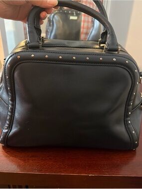 kate spade Black Leather Studded Top-Handle Briefcase